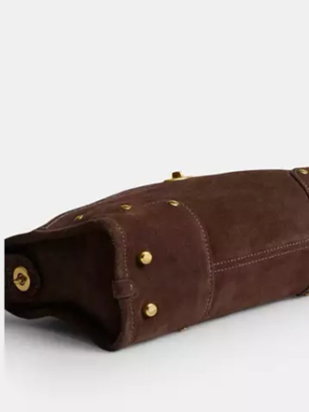 Coach Rhyder Satchel Bag 24 suede brass dark chocolate - Picture 2 of 3